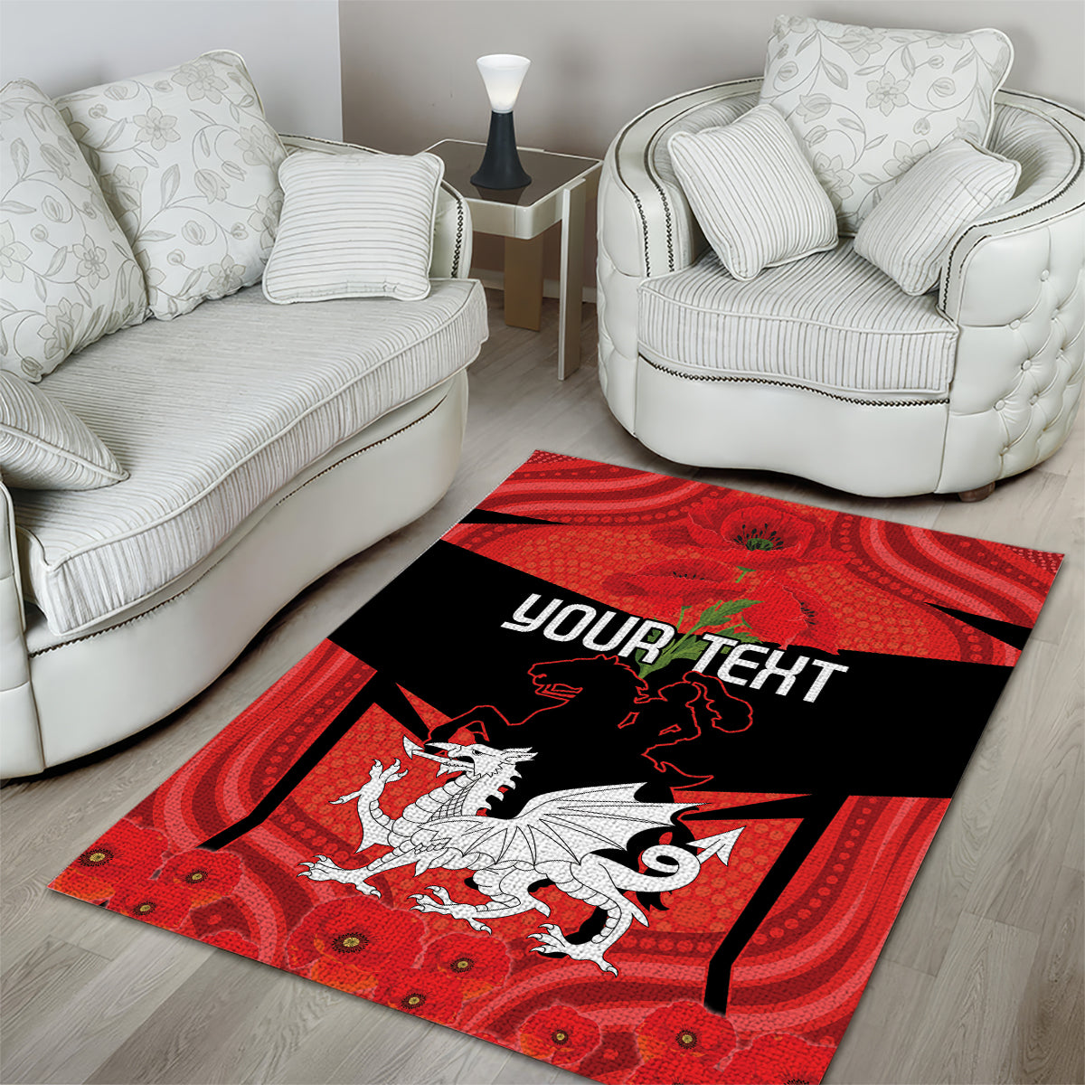 Custom Dragons Rugby ANZAC Area Rug Gallipoli Soldier With Aboriginal Art