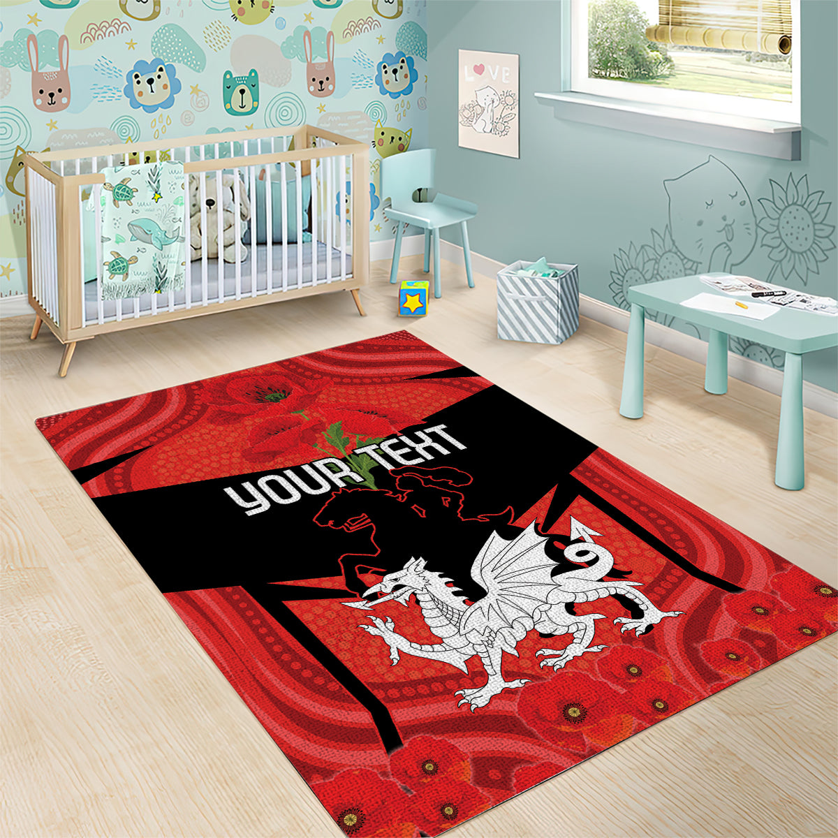 Custom Dragons Rugby ANZAC Area Rug Gallipoli Soldier With Aboriginal Art