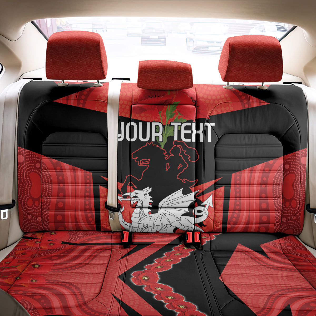 Custom Dragons Rugby ANZAC Back Car Seat Cover Gallipoli Soldier With Aboriginal Art