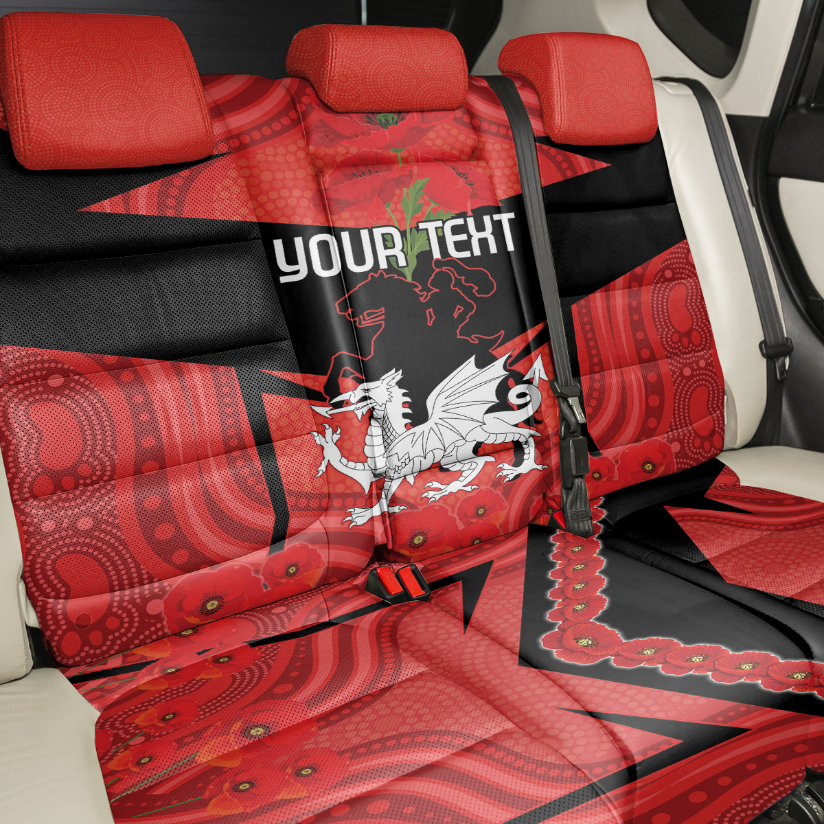 Custom Dragons Rugby ANZAC Back Car Seat Cover Gallipoli Soldier With Aboriginal Art