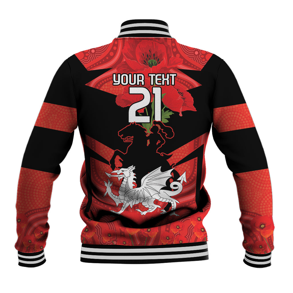 Custom Dragons Rugby ANZAC Baseball Jacket Gallipoli Soldier With Aboriginal Art