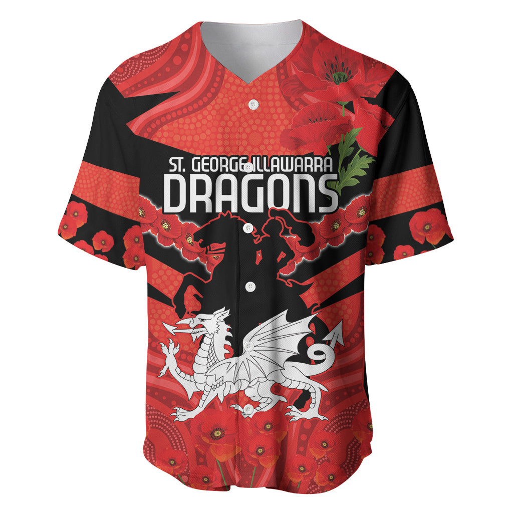 Custom Dragons Rugby ANZAC Baseball Jersey Gallipoli Soldier With Aboriginal Art