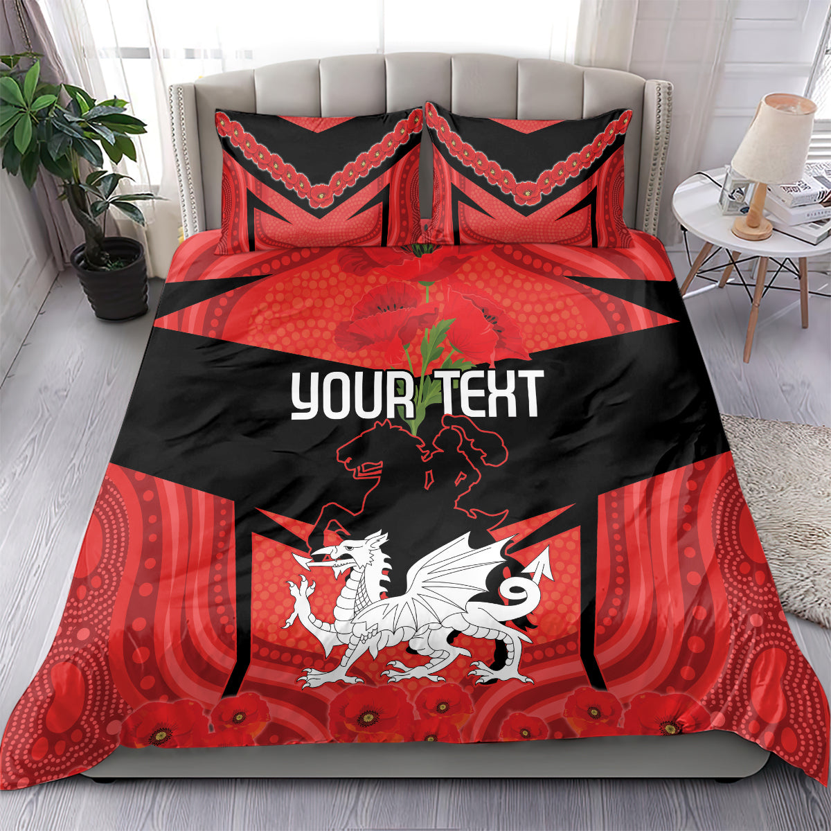 Custom Dragons Rugby ANZAC Bedding Set Gallipoli Soldier With Aboriginal Art