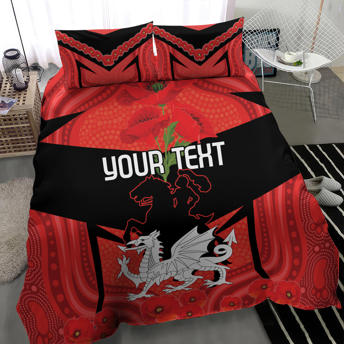 Custom Dragons Rugby ANZAC Bedding Set Gallipoli Soldier With Aboriginal Art