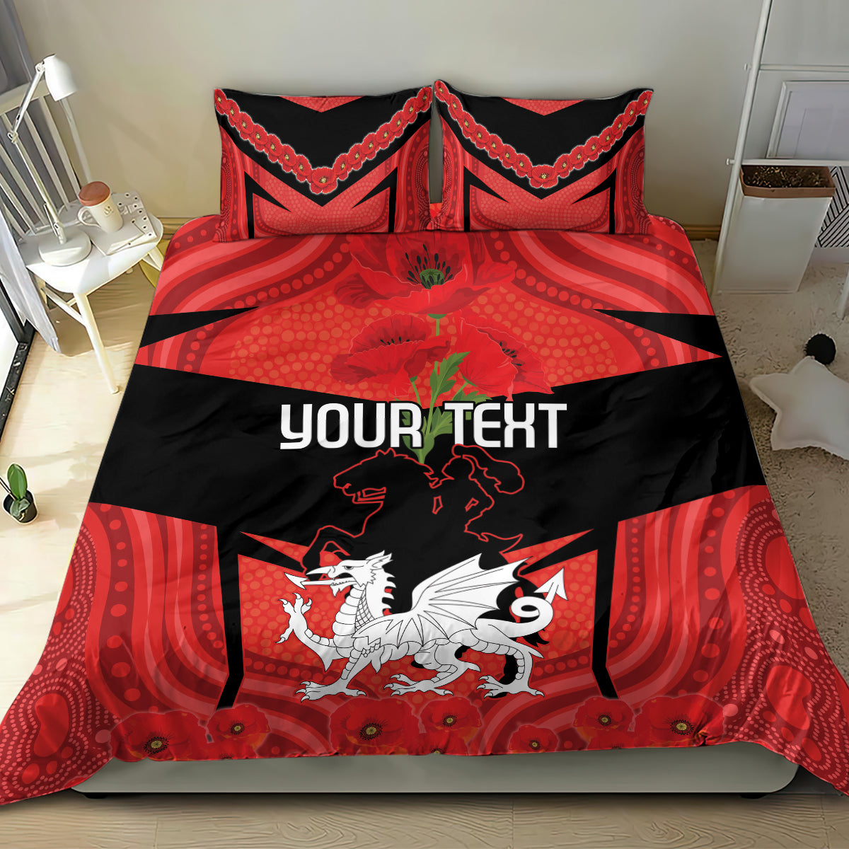 Custom Dragons Rugby ANZAC Bedding Set Gallipoli Soldier With Aboriginal Art