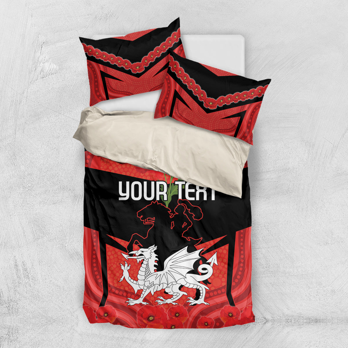 Custom Dragons Rugby ANZAC Bedding Set Gallipoli Soldier With Aboriginal Art