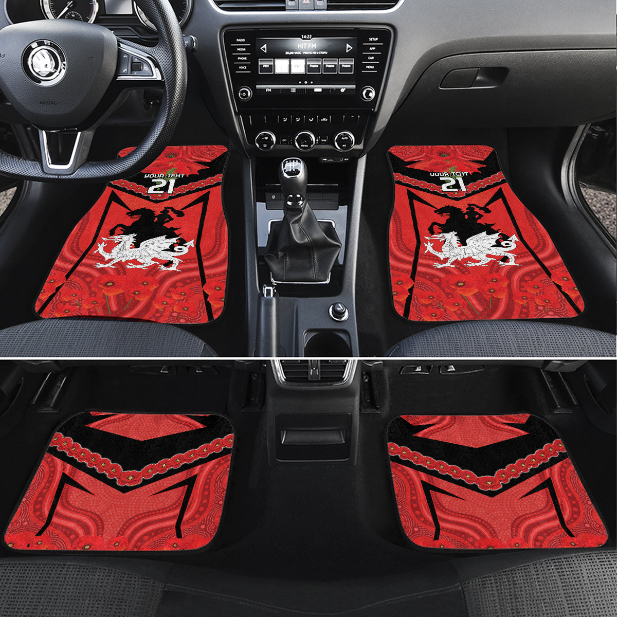 Custom Dragons Rugby ANZAC Car Mats Gallipoli Soldier With Aboriginal Art