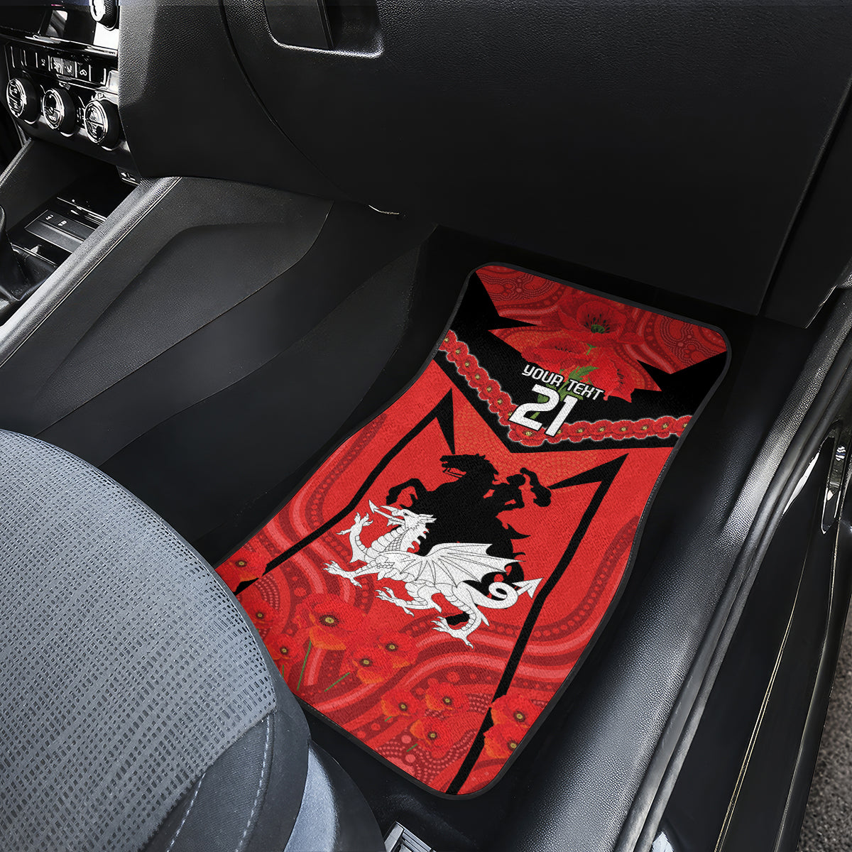 Custom Dragons Rugby ANZAC Car Mats Gallipoli Soldier With Aboriginal Art