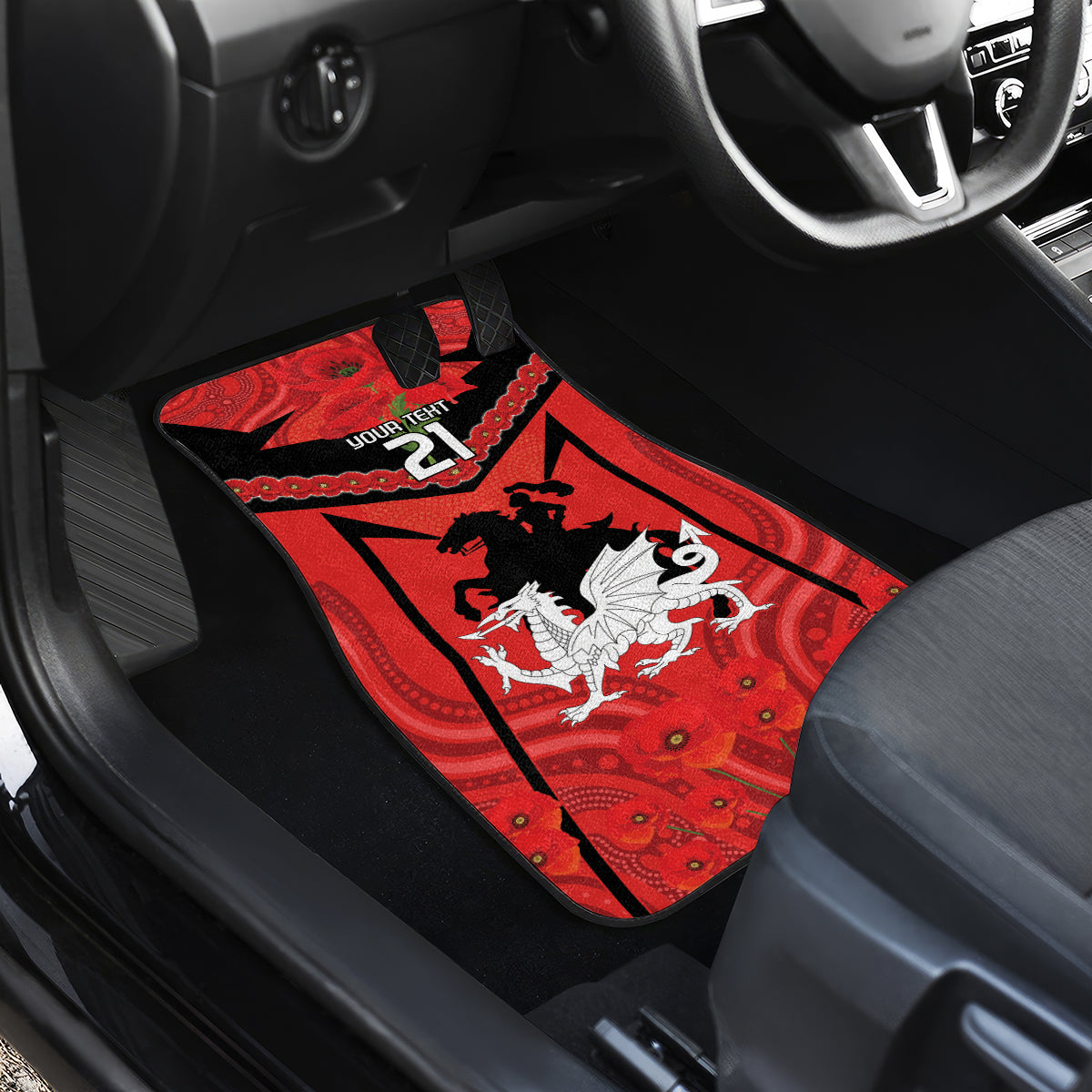 Custom Dragons Rugby ANZAC Car Mats Gallipoli Soldier With Aboriginal Art