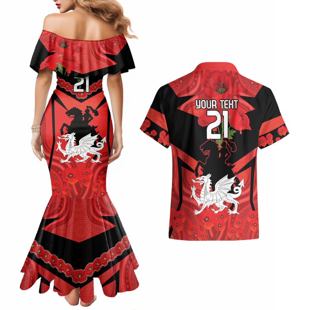 Custom Dragons Rugby ANZAC Couples Matching Mermaid Dress and Hawaiian Shirt Gallipoli Soldier With Aboriginal Art