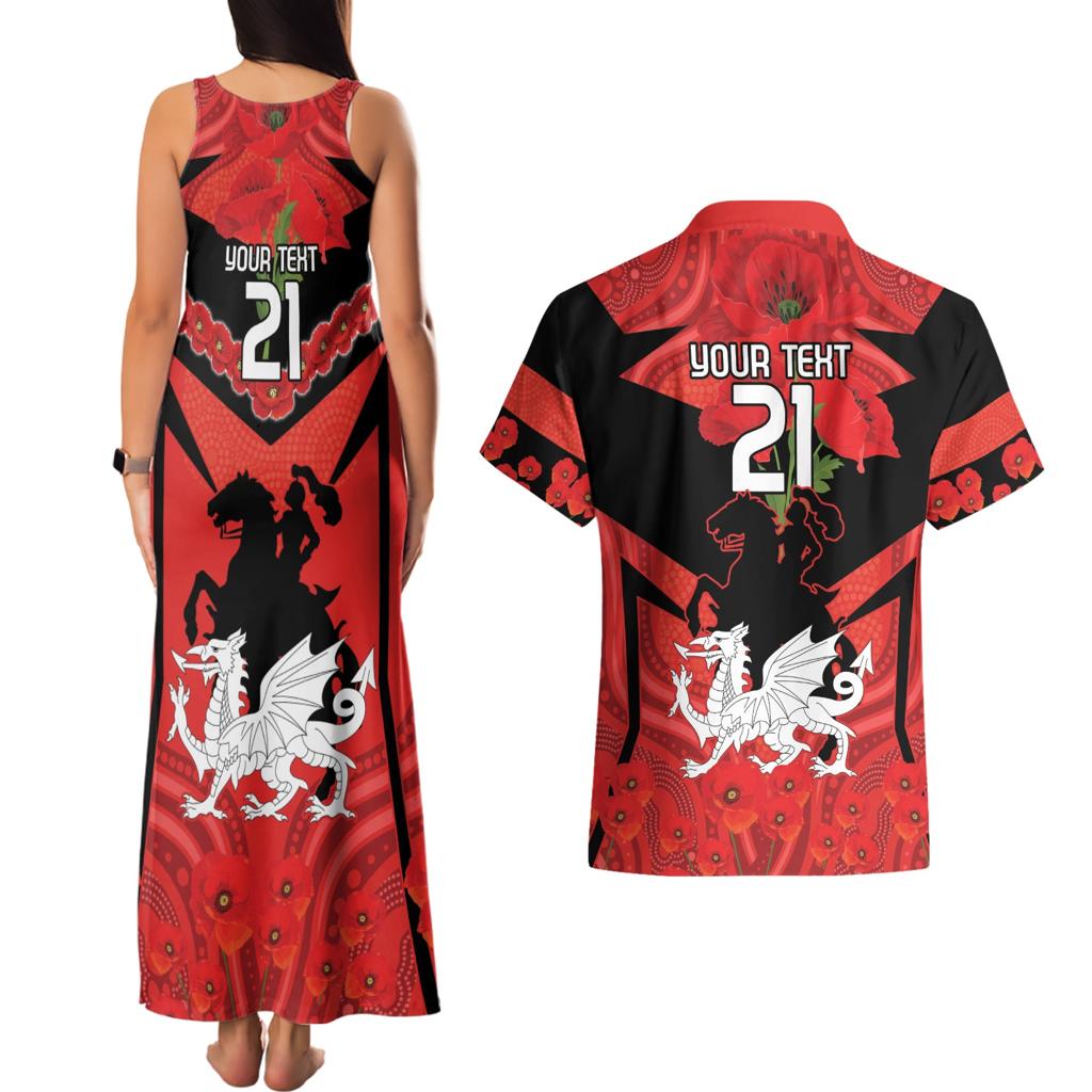 Custom Dragons Rugby ANZAC Couples Matching Tank Maxi Dress and Hawaiian Shirt Gallipoli Soldier With Aboriginal Art