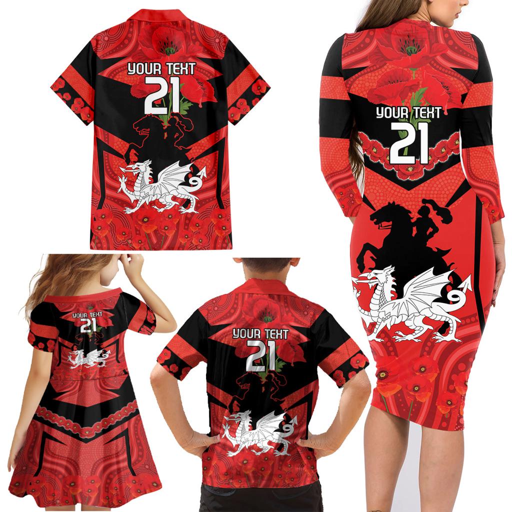 Custom Dragons Rugby ANZAC Family Matching Long Sleeve Bodycon Dress and Hawaiian Shirt Gallipoli Soldier With Aboriginal Art