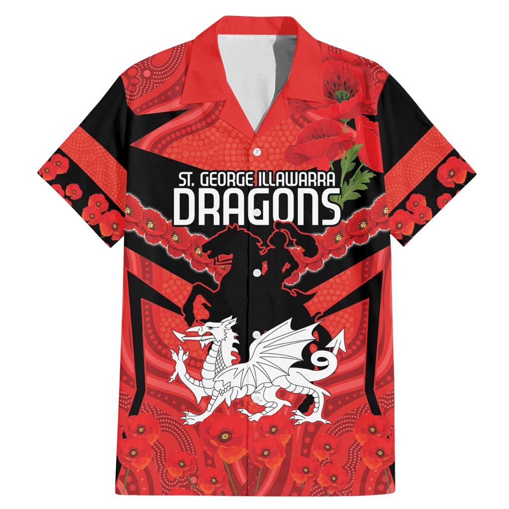 Custom Dragons Rugby ANZAC Family Matching Mermaid Dress and Hawaiian Shirt Gallipoli Soldier With Aboriginal Art