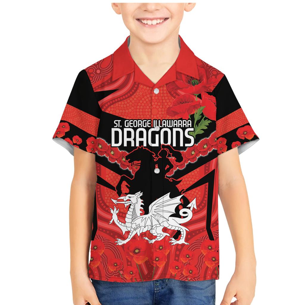 Custom Dragons Rugby ANZAC Family Matching Mermaid Dress and Hawaiian Shirt Gallipoli Soldier With Aboriginal Art