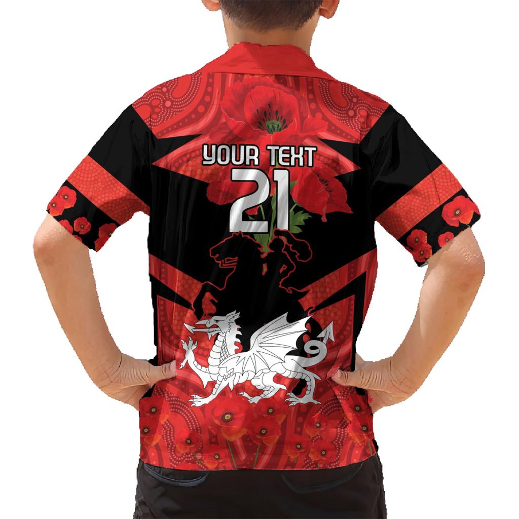 Custom Dragons Rugby ANZAC Family Matching Short Sleeve Bodycon Dress and Hawaiian Shirt Gallipoli Soldier With Aboriginal Art