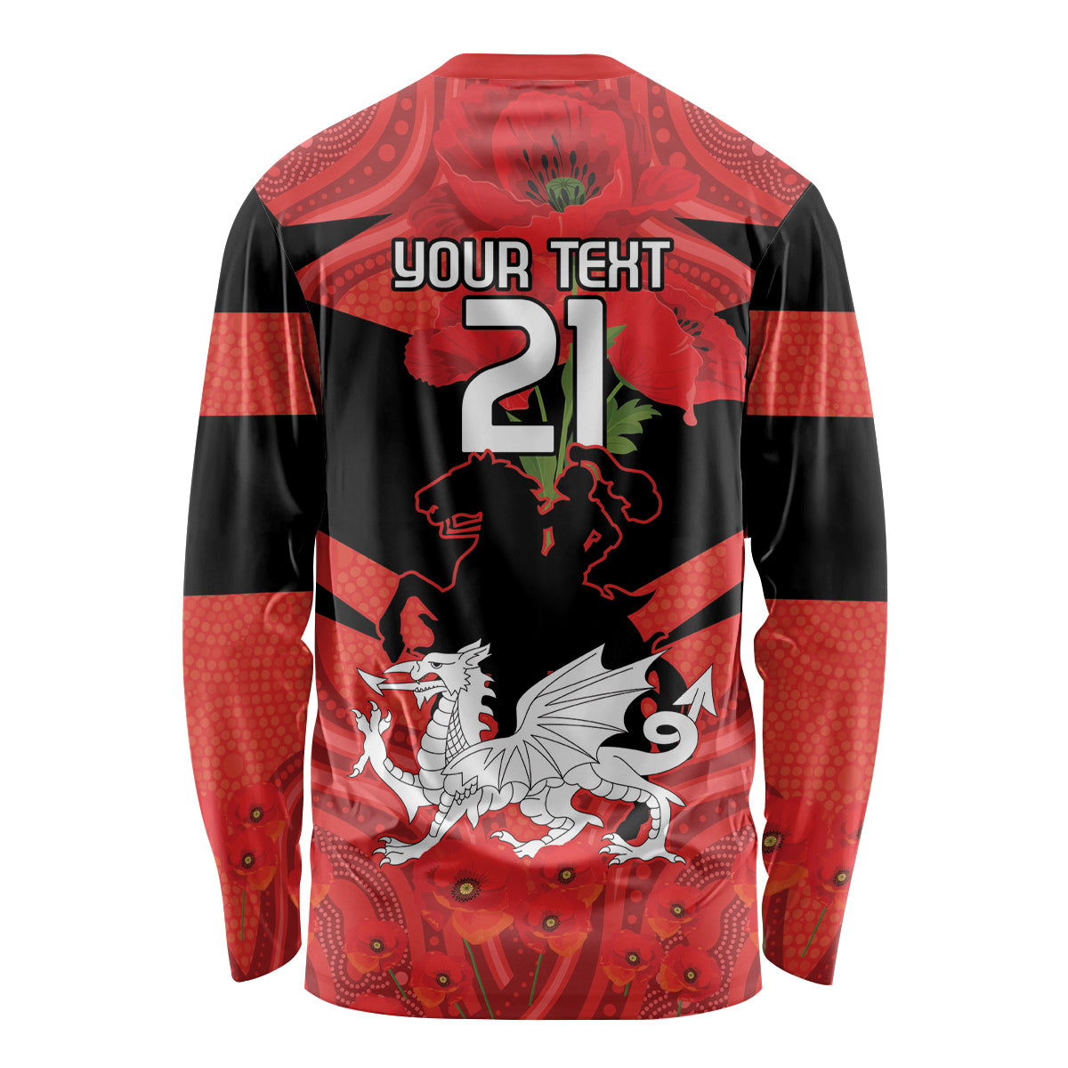 Custom Dragons Rugby ANZAC Long Sleeve Shirt Gallipoli Soldier With Aboriginal Art