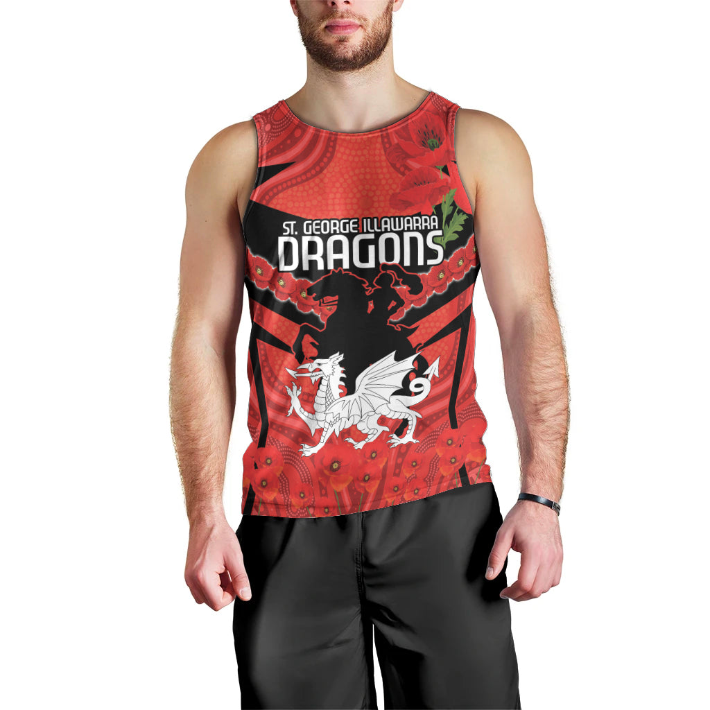 Custom Dragons Rugby ANZAC Men Tank Top Gallipoli Soldier With Aboriginal Art