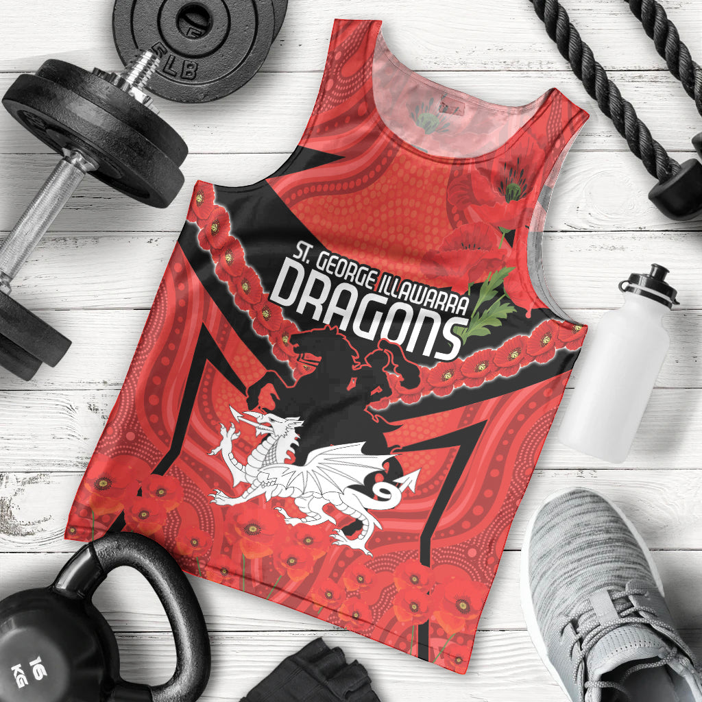 Custom Dragons Rugby ANZAC Men Tank Top Gallipoli Soldier With Aboriginal Art