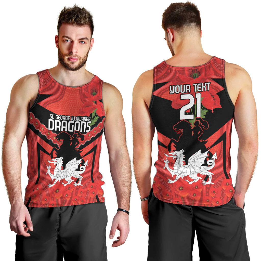 Custom Dragons Rugby ANZAC Men Tank Top Gallipoli Soldier With Aboriginal Art