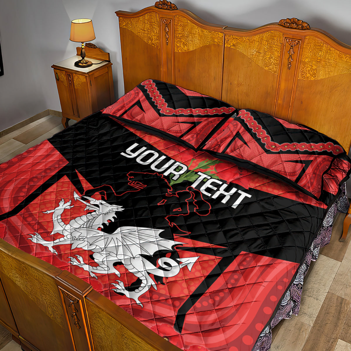 Custom Dragons Rugby ANZAC Quilt Bed Set Gallipoli Soldier With Aboriginal Art