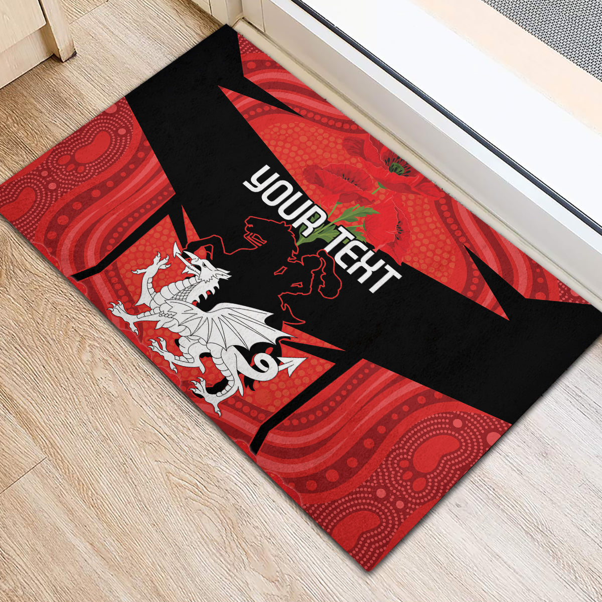 Custom Dragons Rugby ANZAC Rubber Doormat Gallipoli Soldier With Aboriginal Art