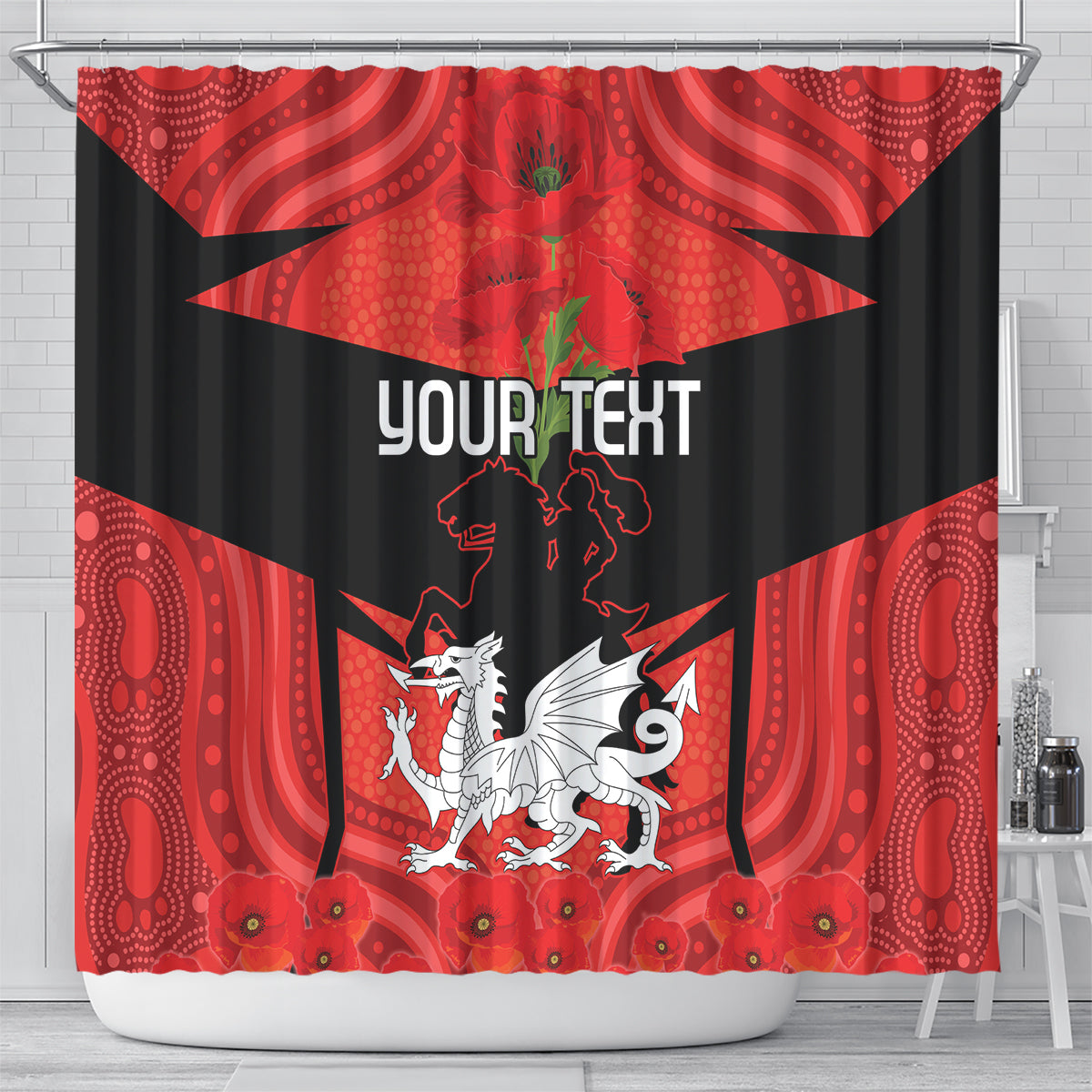 Custom Dragons Rugby ANZAC Shower Curtain Gallipoli Soldier With Aboriginal Art