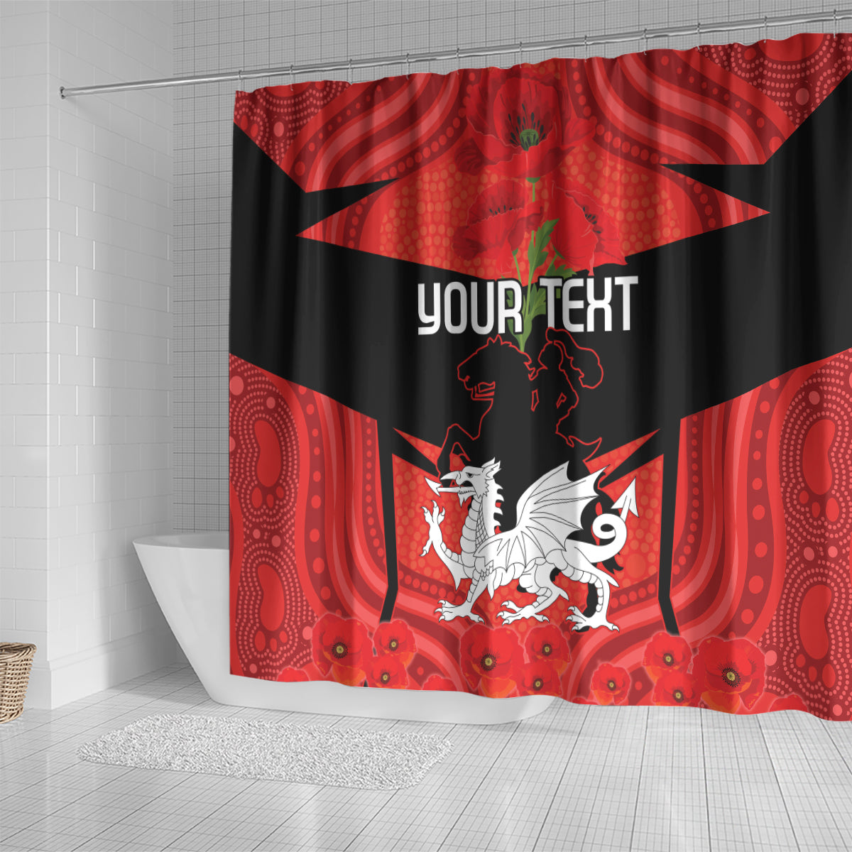 Custom Dragons Rugby ANZAC Shower Curtain Gallipoli Soldier With Aboriginal Art