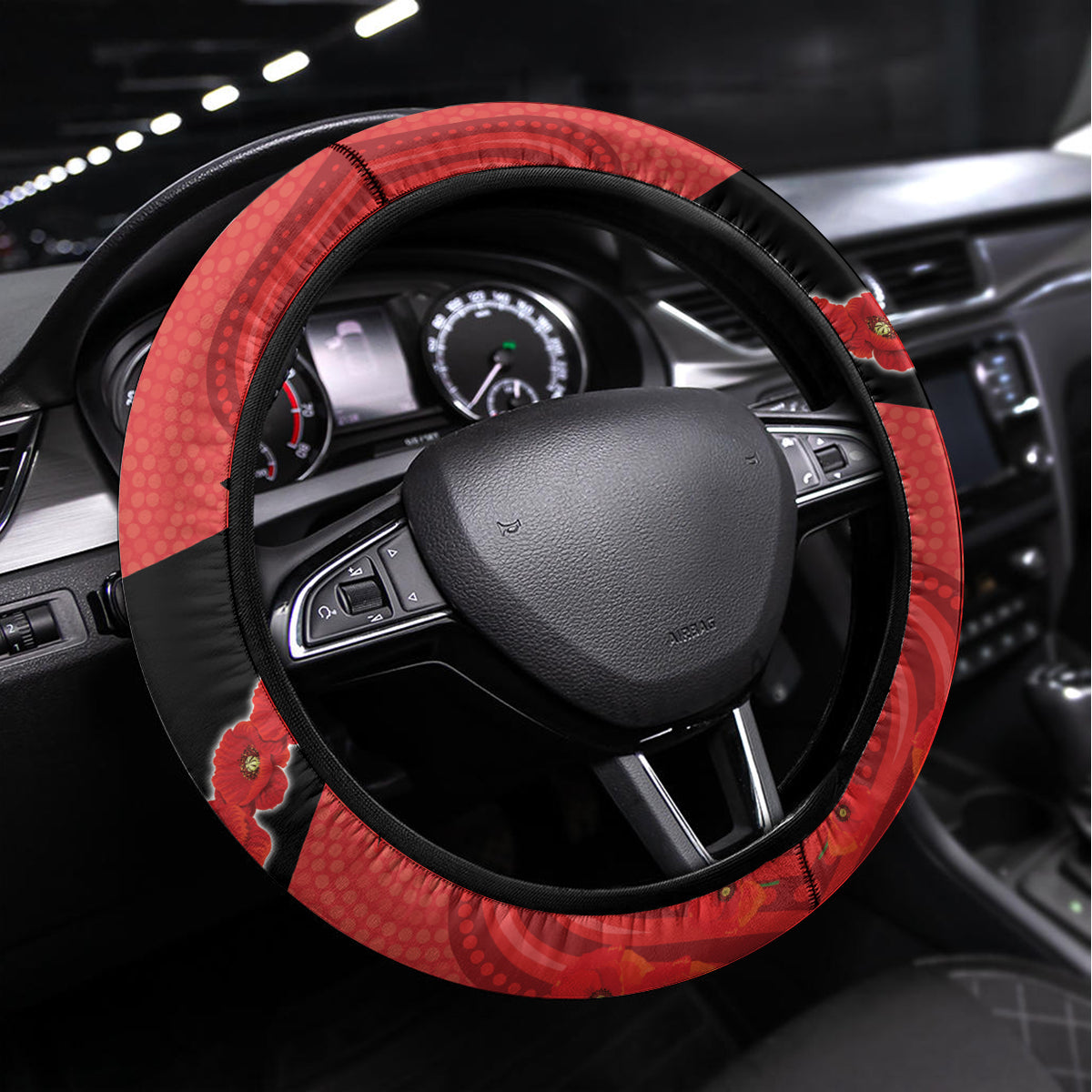 Custom Dragons Rugby ANZAC Steering Wheel Cover Gallipoli Soldier With Aboriginal Art