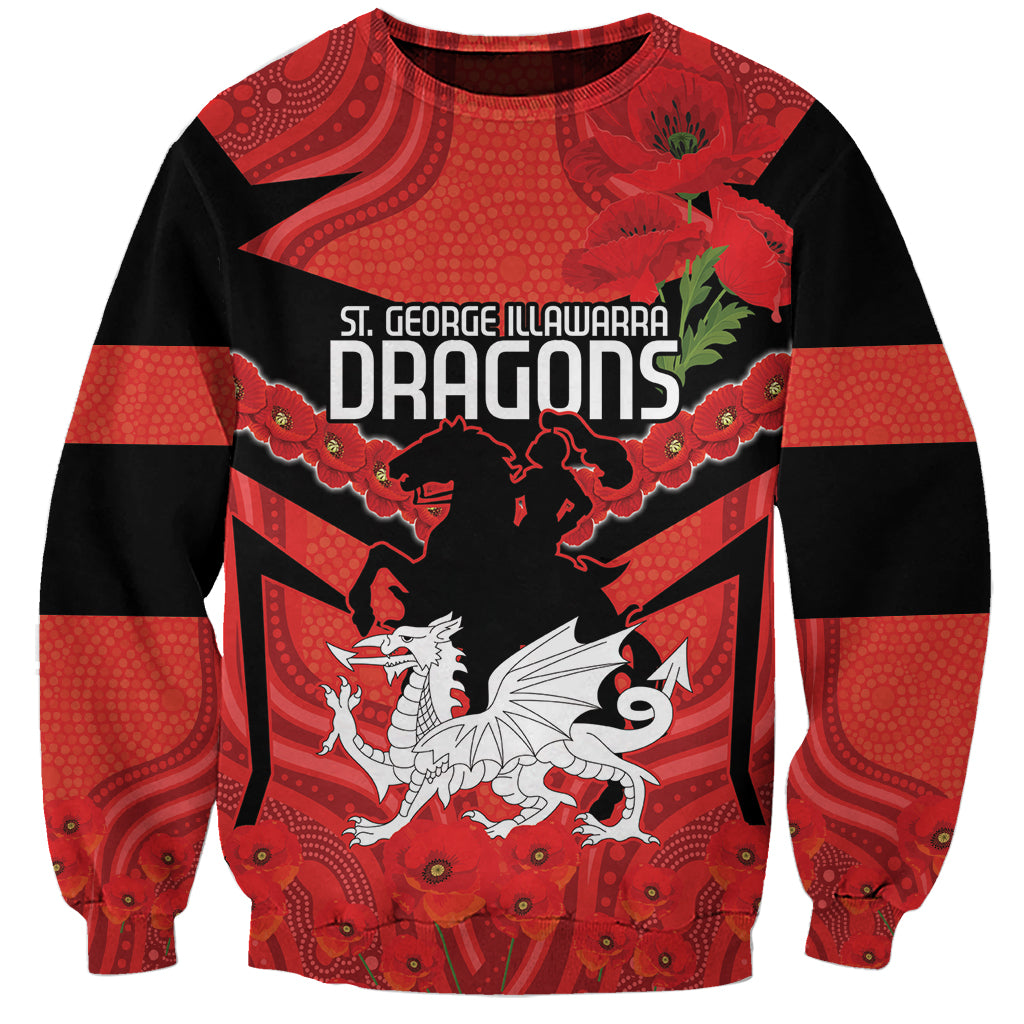 Custom Dragons Rugby ANZAC Sweatshirt Gallipoli Soldier With Aboriginal Art