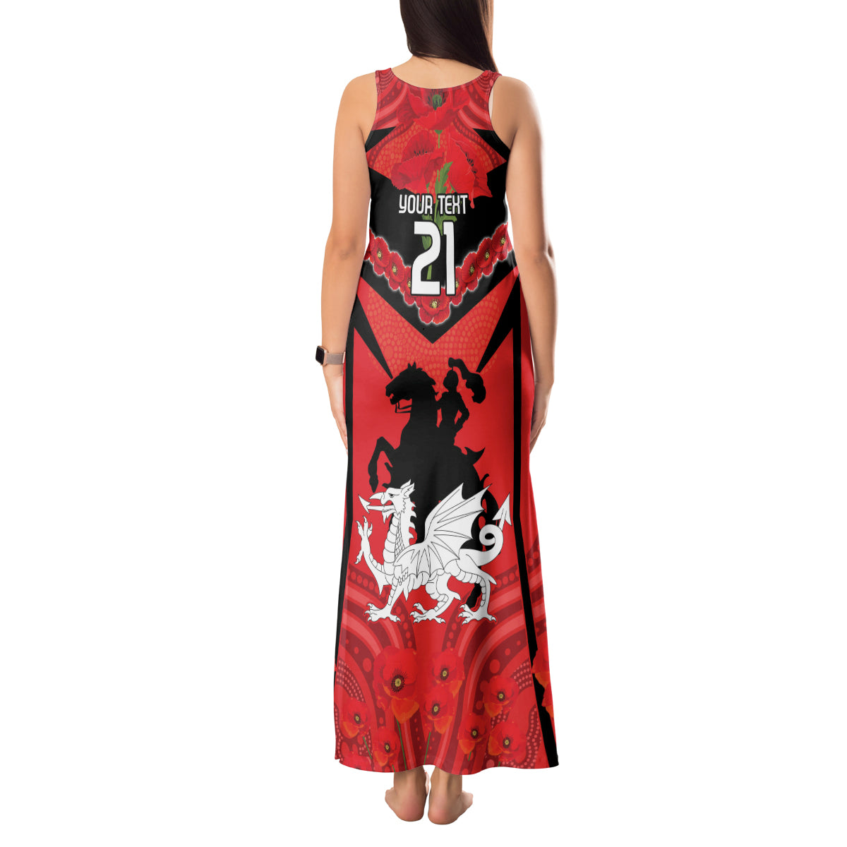 Custom Dragons Rugby ANZAC Tank Maxi Dress Gallipoli Soldier With Aboriginal Art