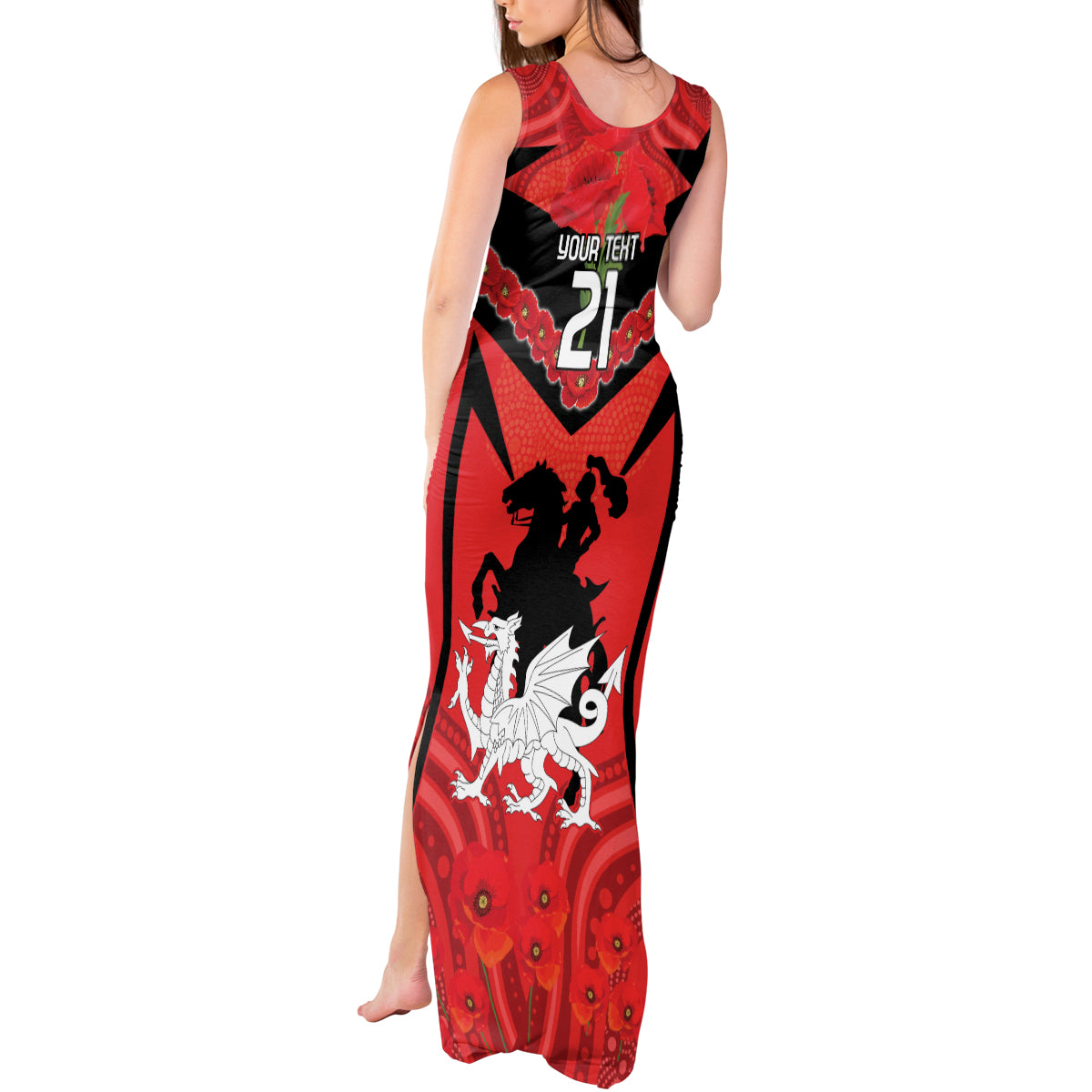 Custom Dragons Rugby ANZAC Tank Maxi Dress Gallipoli Soldier With Aboriginal Art