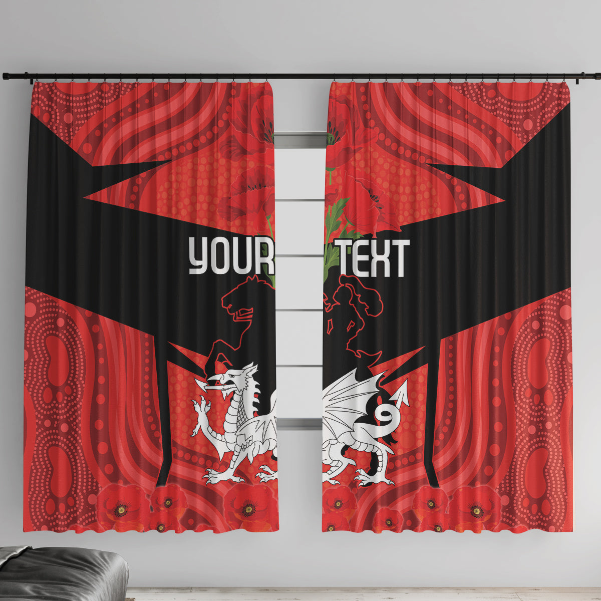 Custom Dragons Rugby ANZAC Window Curtain Gallipoli Soldier With Aboriginal Art