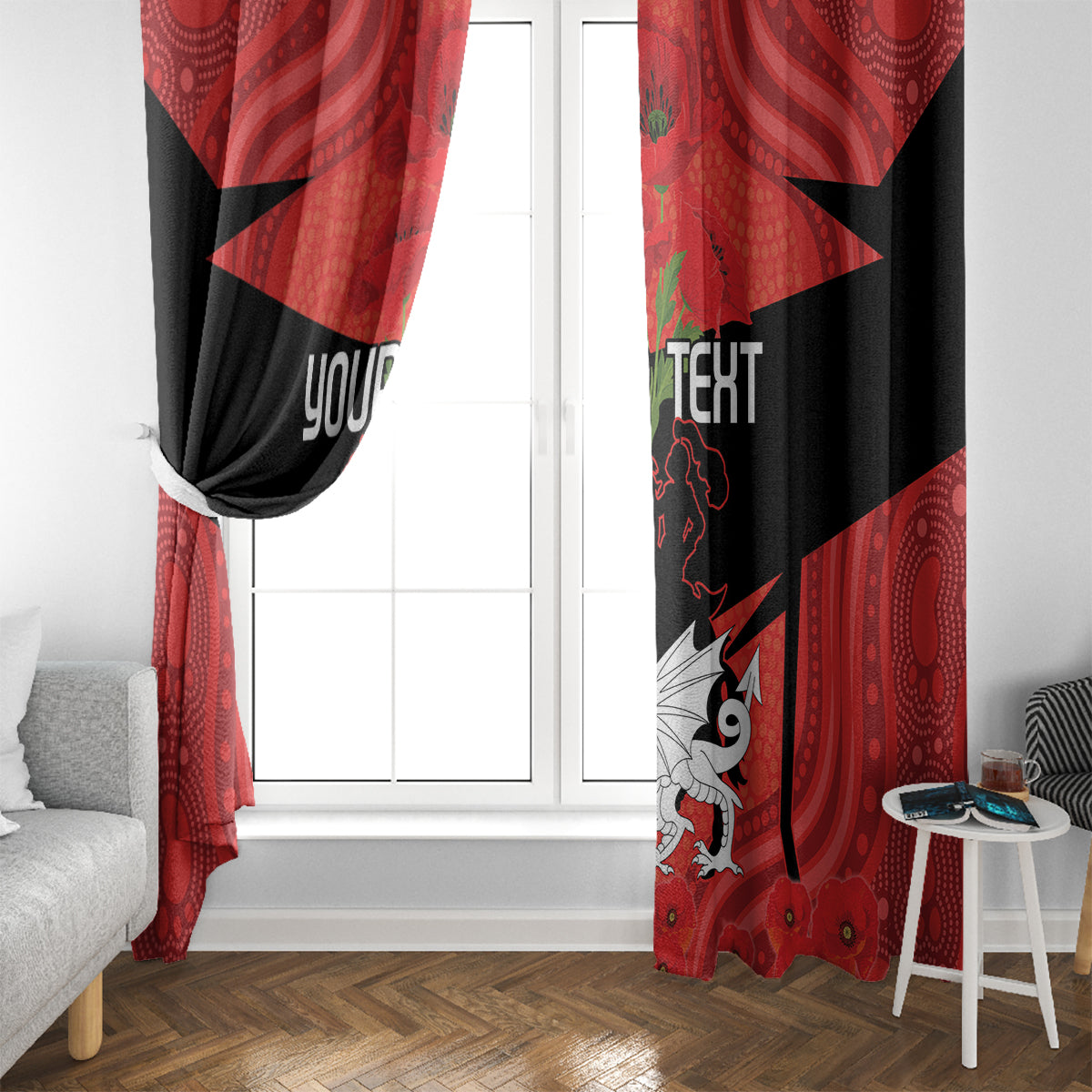 Custom Dragons Rugby ANZAC Window Curtain Gallipoli Soldier With Aboriginal Art