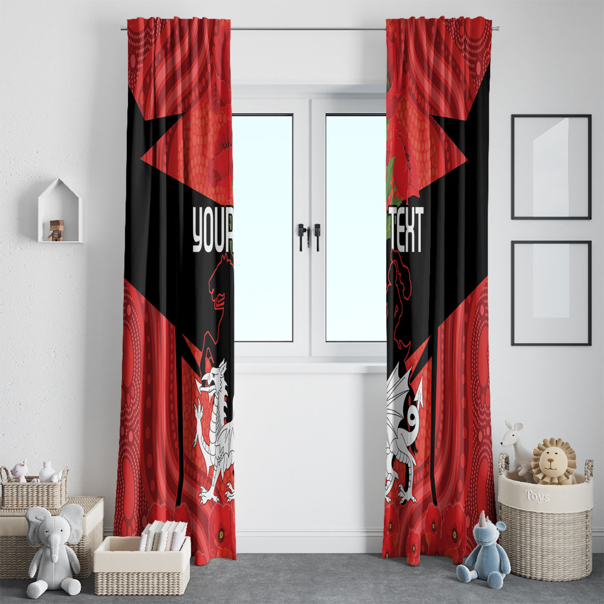 Custom Dragons Rugby ANZAC Window Curtain Gallipoli Soldier With Aboriginal Art