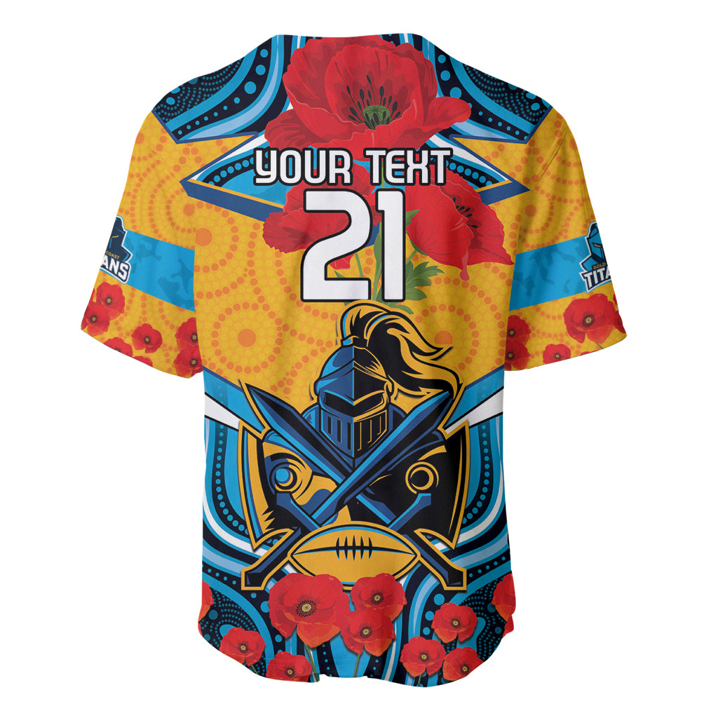 Custom GLD Titans Rugby ANZAC Baseball Jersey Gallipoli Soldier With Aboriginal Art