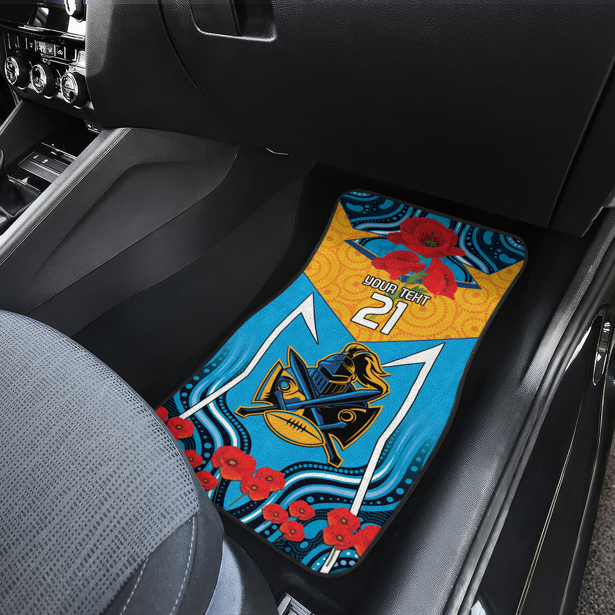 Custom GLD Titans Rugby ANZAC Car Mats Gallipoli Soldier With Aboriginal Art