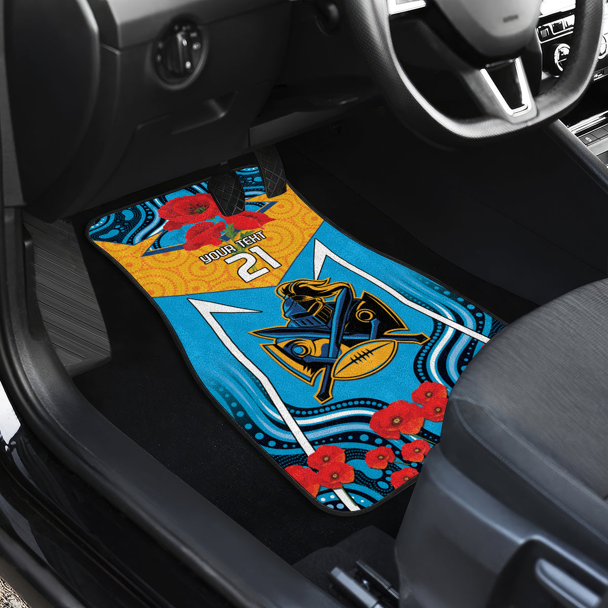 Custom GLD Titans Rugby ANZAC Car Mats Gallipoli Soldier With Aboriginal Art