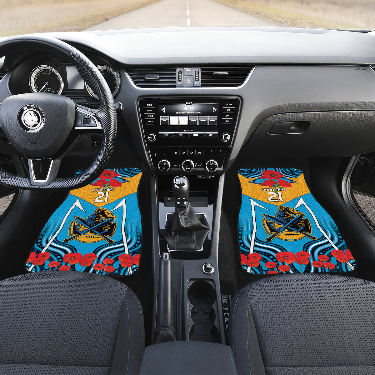 Custom GLD Titans Rugby ANZAC Car Mats Gallipoli Soldier With Aboriginal Art