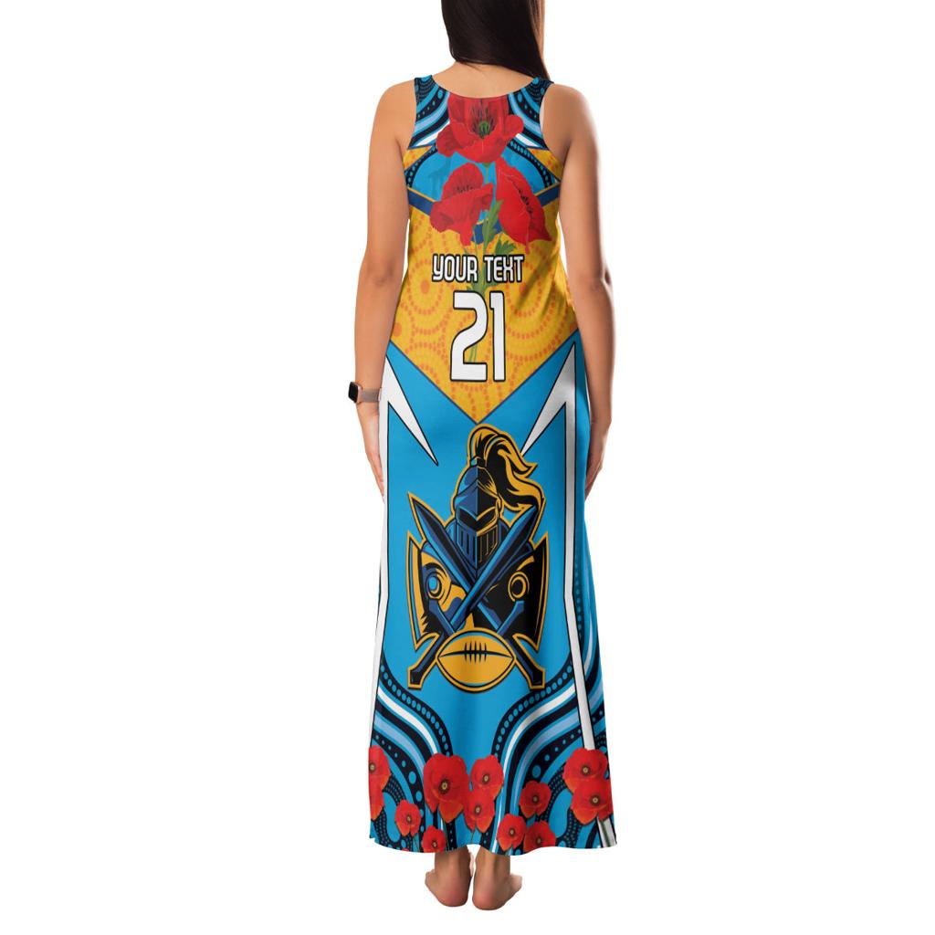 Custom GLD Titans Rugby ANZAC Family Matching Tank Maxi Dress and Hawaiian Shirt Gallipoli Soldier With Aboriginal Art