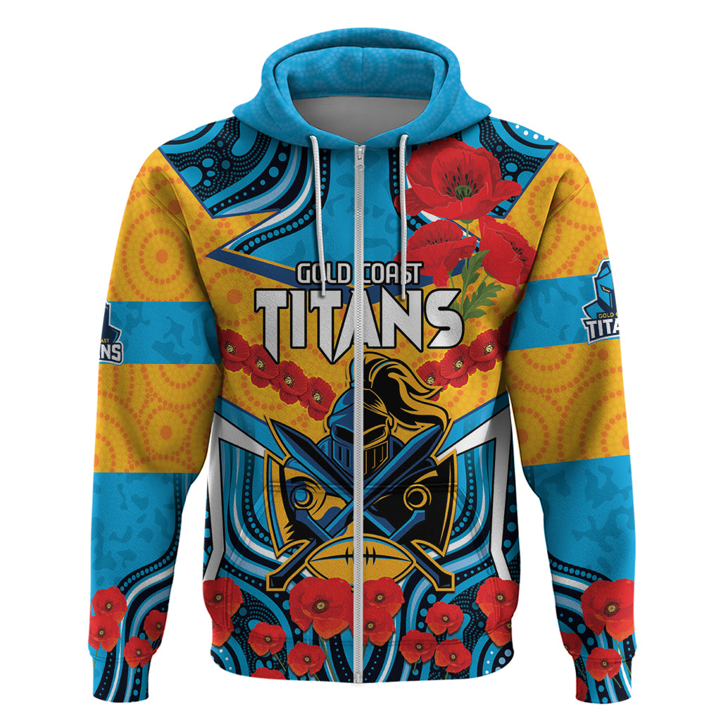 Custom GLD Titans Rugby ANZAC Hoodie Gallipoli Soldier With Aboriginal Art