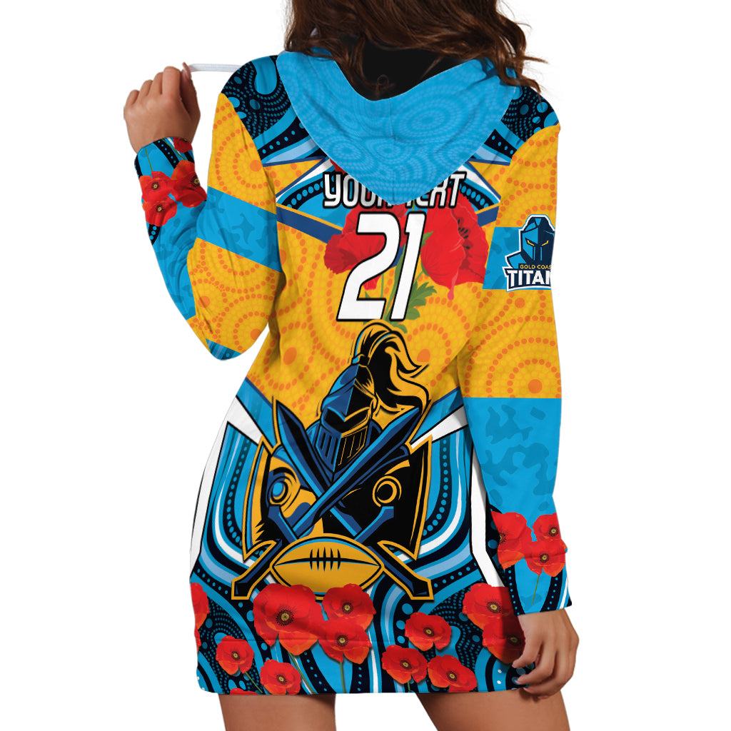 Custom GLD Titans Rugby ANZAC Hoodie Dress Gallipoli Soldier With Aboriginal Art