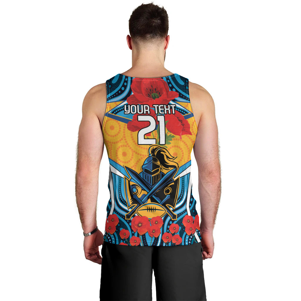 Custom GLD Titans Rugby ANZAC Men Tank Top Gallipoli Soldier With Aboriginal Art