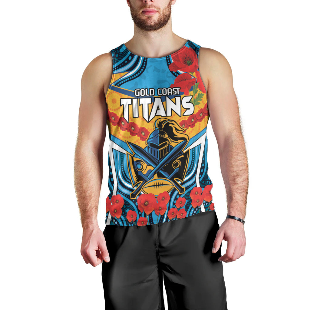 Custom GLD Titans Rugby ANZAC Men Tank Top Gallipoli Soldier With Aboriginal Art