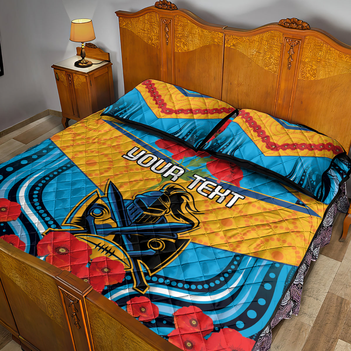 Custom GLD Titans Rugby ANZAC Quilt Bed Set Gallipoli Soldier With Aboriginal Art