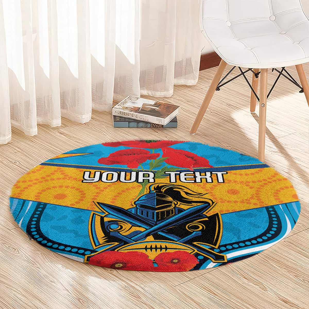 Custom GLD Titans Rugby ANZAC Round Carpet Gallipoli Soldier With Aboriginal Art