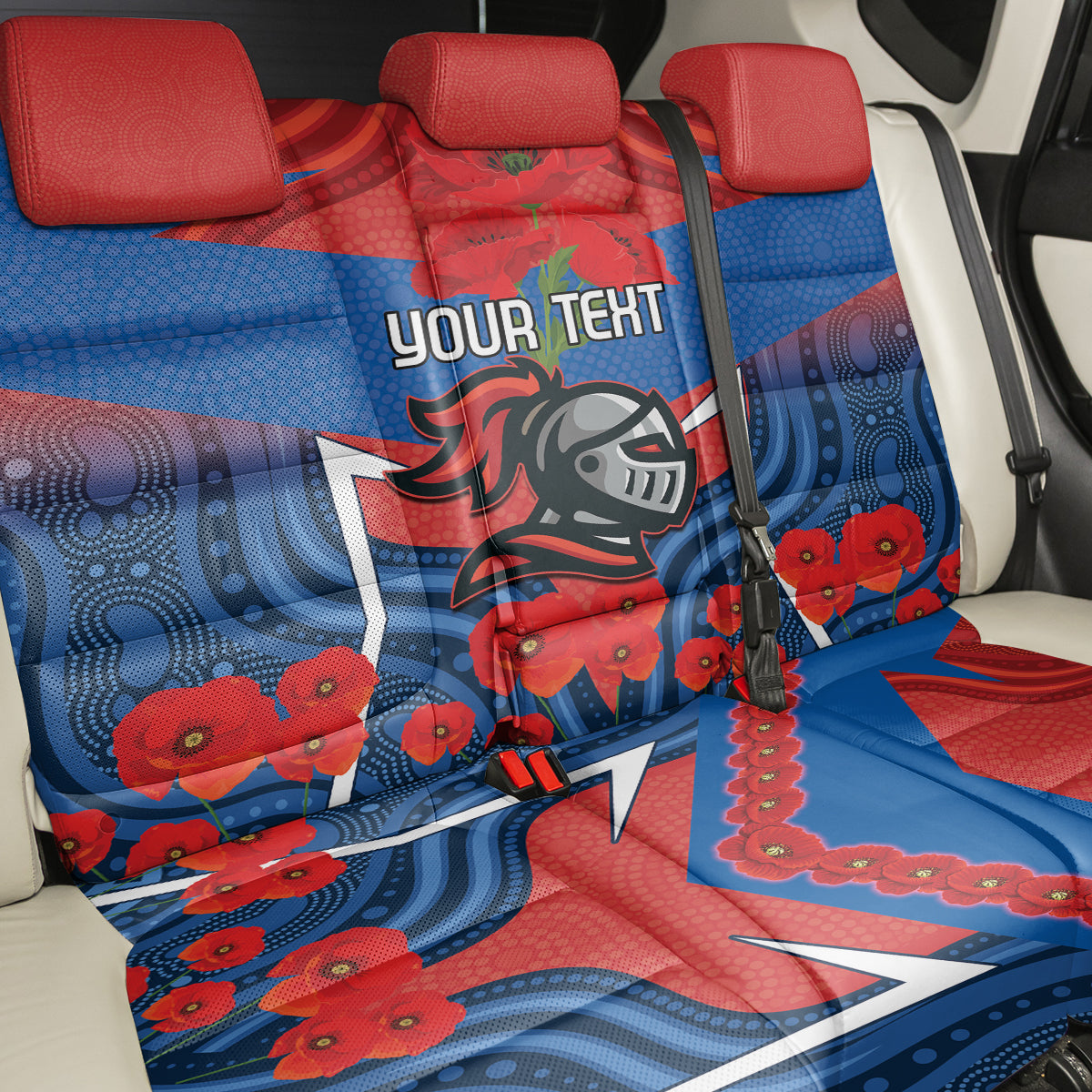 Custom Knights Rugby ANZAC Back Car Seat Cover Novocastrians Gallipoli Soldier With Aboriginal Art