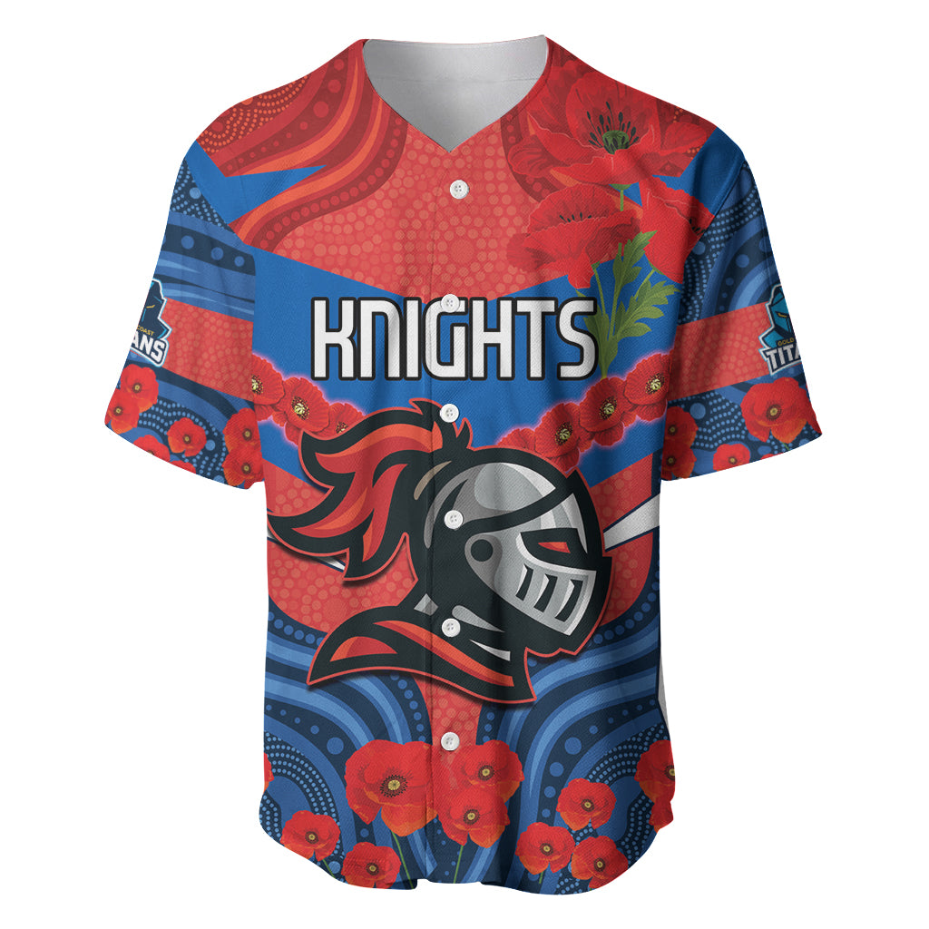 Custom Knights Rugby ANZAC Baseball Jersey Novocastrians Gallipoli Soldier With Aboriginal Art