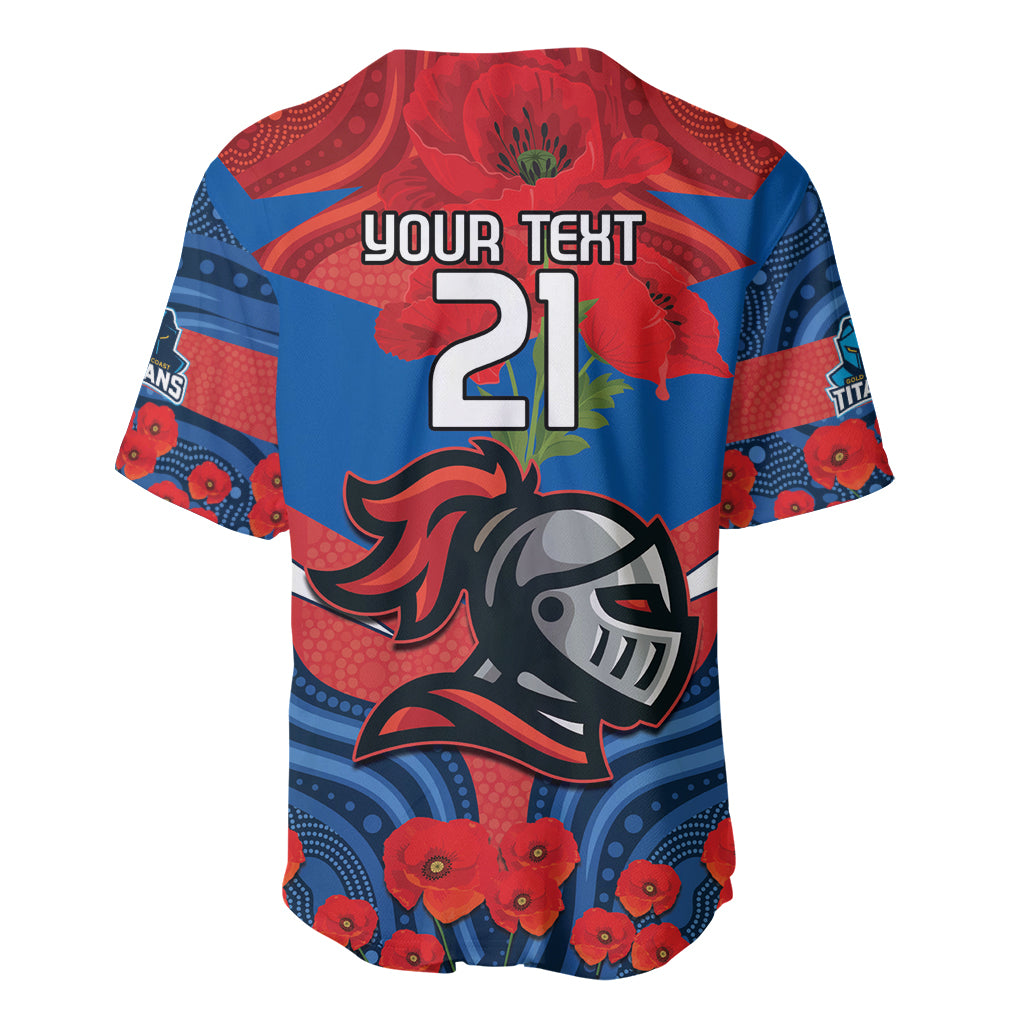 Custom Knights Rugby ANZAC Baseball Jersey Novocastrians Gallipoli Soldier With Aboriginal Art