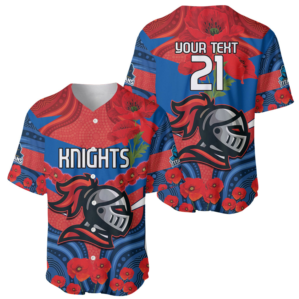 Custom Knights Rugby ANZAC Baseball Jersey Novocastrians Gallipoli Soldier With Aboriginal Art