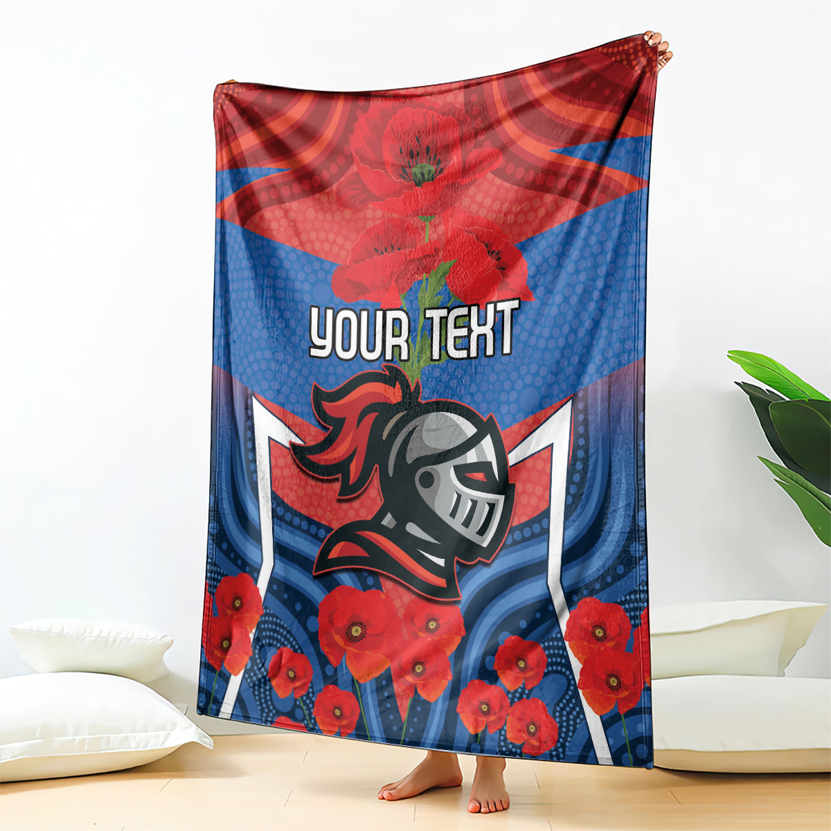 Custom Knights Rugby ANZAC Blanket Novocastrians Gallipoli Soldier With Aboriginal Art